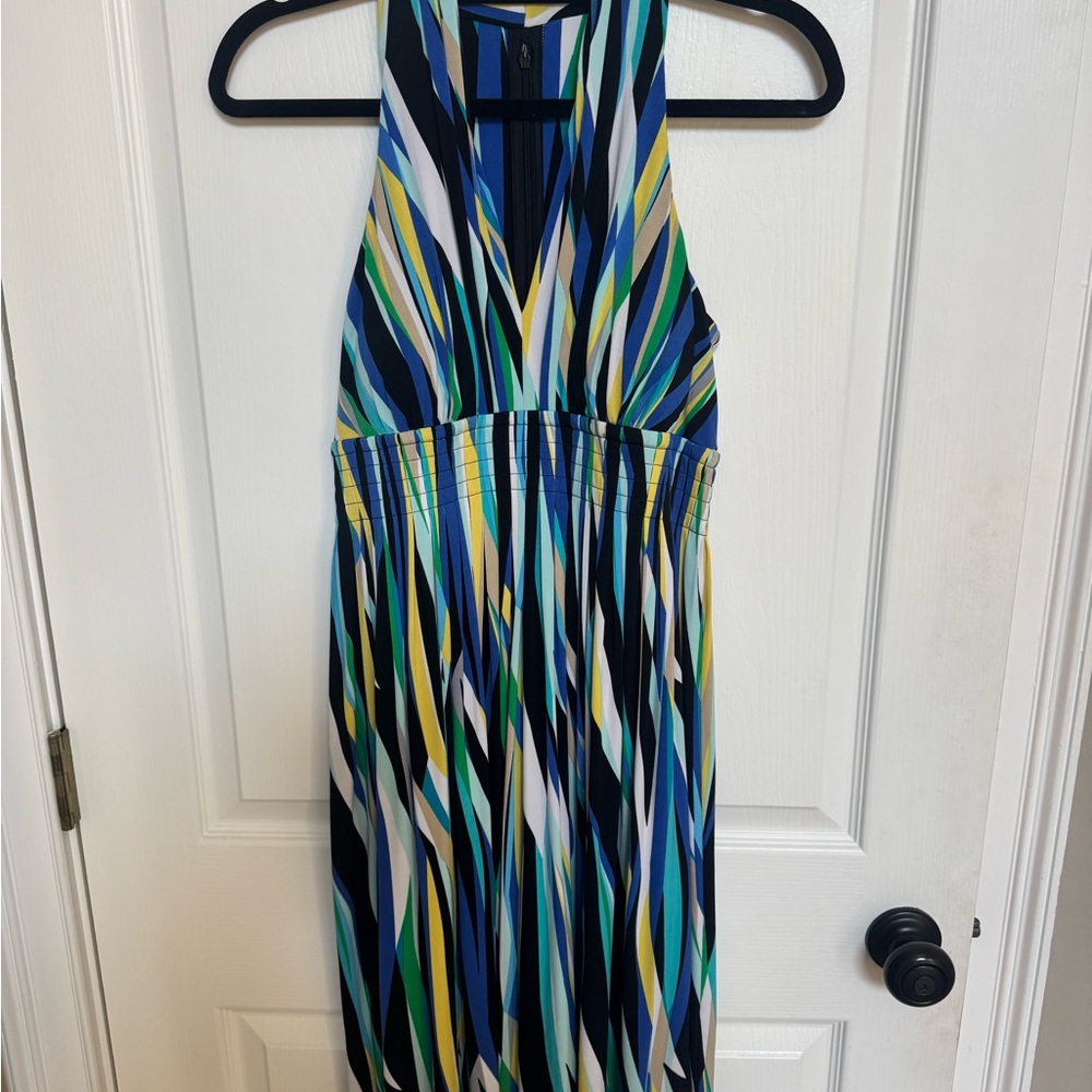 Calvin Klein Multicolor Striped Halter A Line Dress